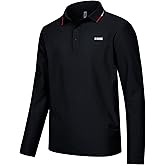 K-Swiss Men's Long Sleeve Polo Shirts - Golf Tennis Dry Fit Performance Moisture Wicking Casual Collared