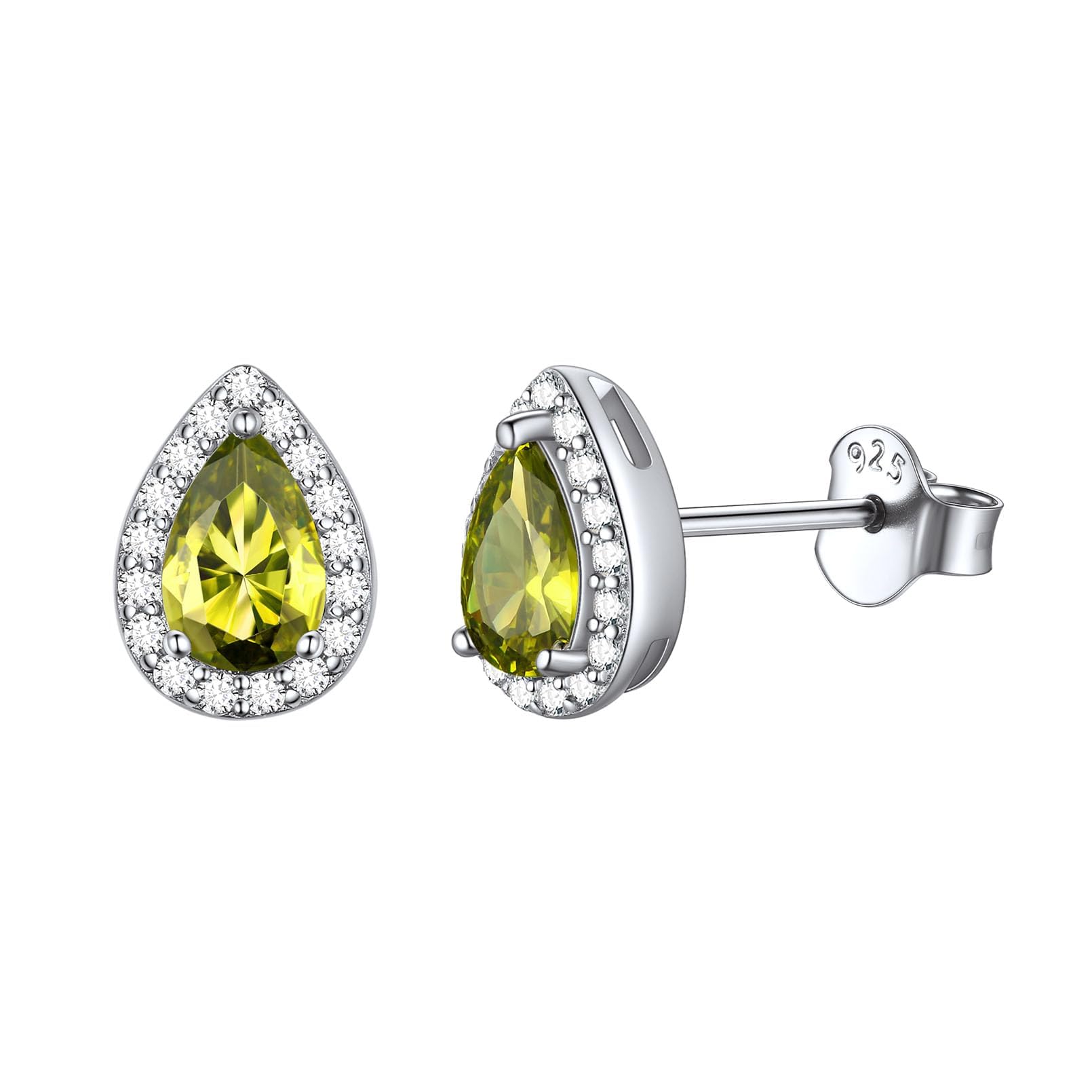 ChicSilver Sterling Silver Earrings for Woman Lucky Peridot August GemStone Earring Silver Stud Earring for Ladies Wife