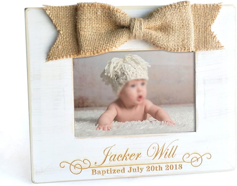 weddinghanger2015 Custom Baptism Gift Personalized Baby Picture Frame Godchild Godson Goddaughter Baptism Christening Gift