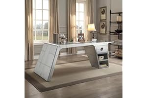 Sasha Aviation-Style Aluminum Desk with Storage Drawer – Industrial Riveted Metal Office Desk, Modern Executive Computer Desk