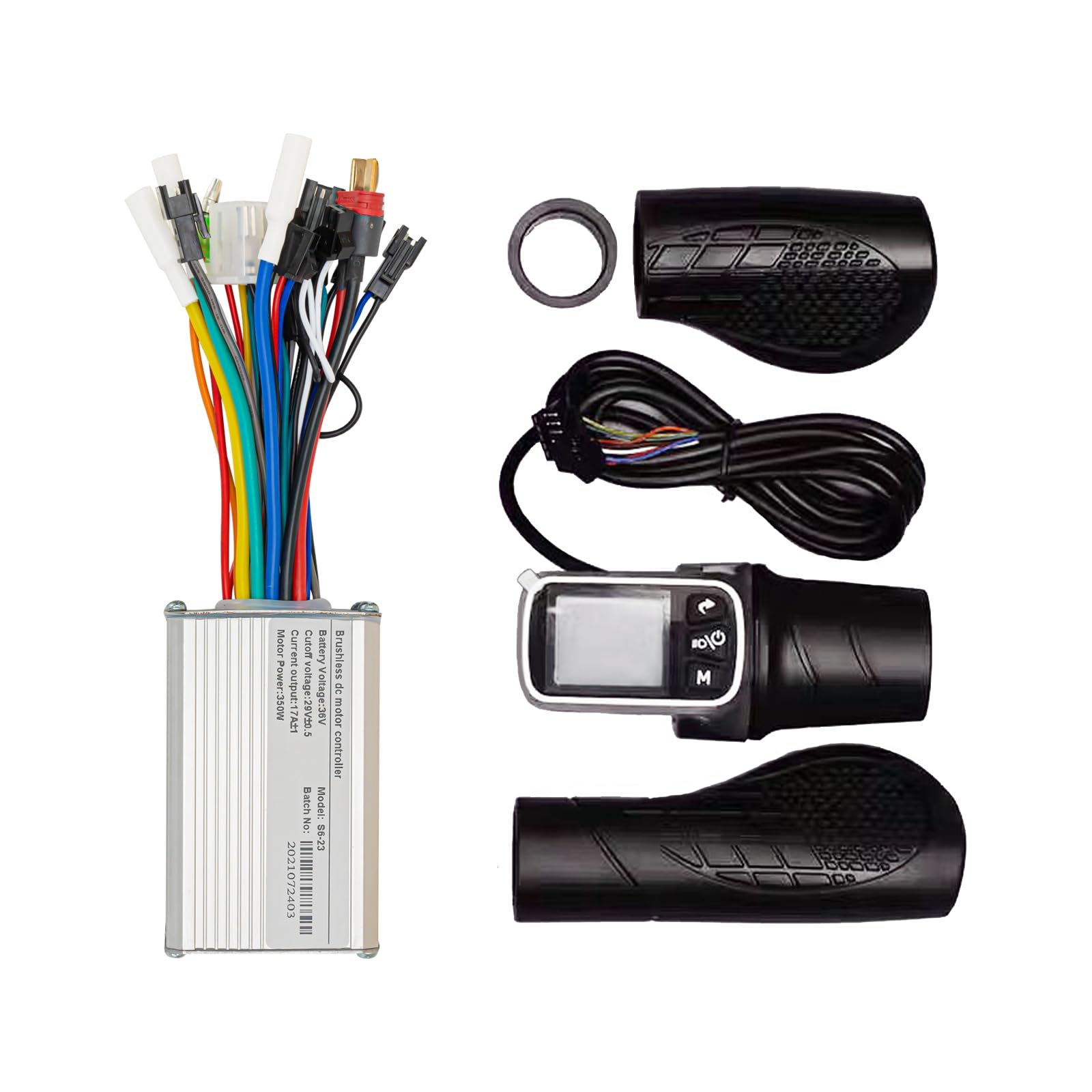 Kunray 24V 36V 48V Ebike Controller 17A 350W Brushless Controller Kit Electric Bike Controller and Throttle Speed Controller with Ebike LCD Display Panel Brushless Motor Controller Scooter Controller