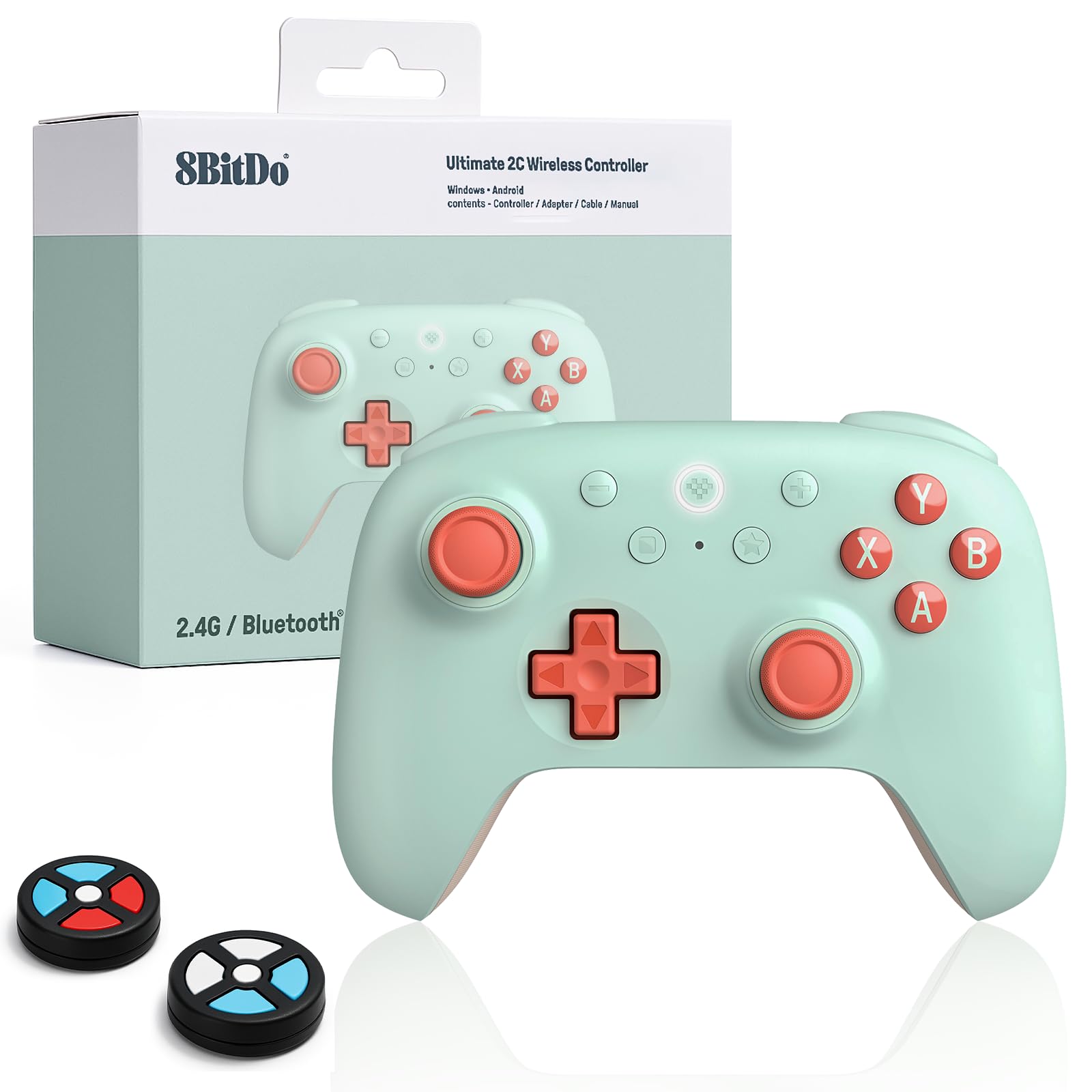 Photo 1 of 8Bitdo Ultimate 2C Wireless Controller for Windows PC and Android, with 1000 Hz Polling Rate, Hall Effect Joysticks and Triggers, and Remappable L4/R4 Bumpers (Mint)