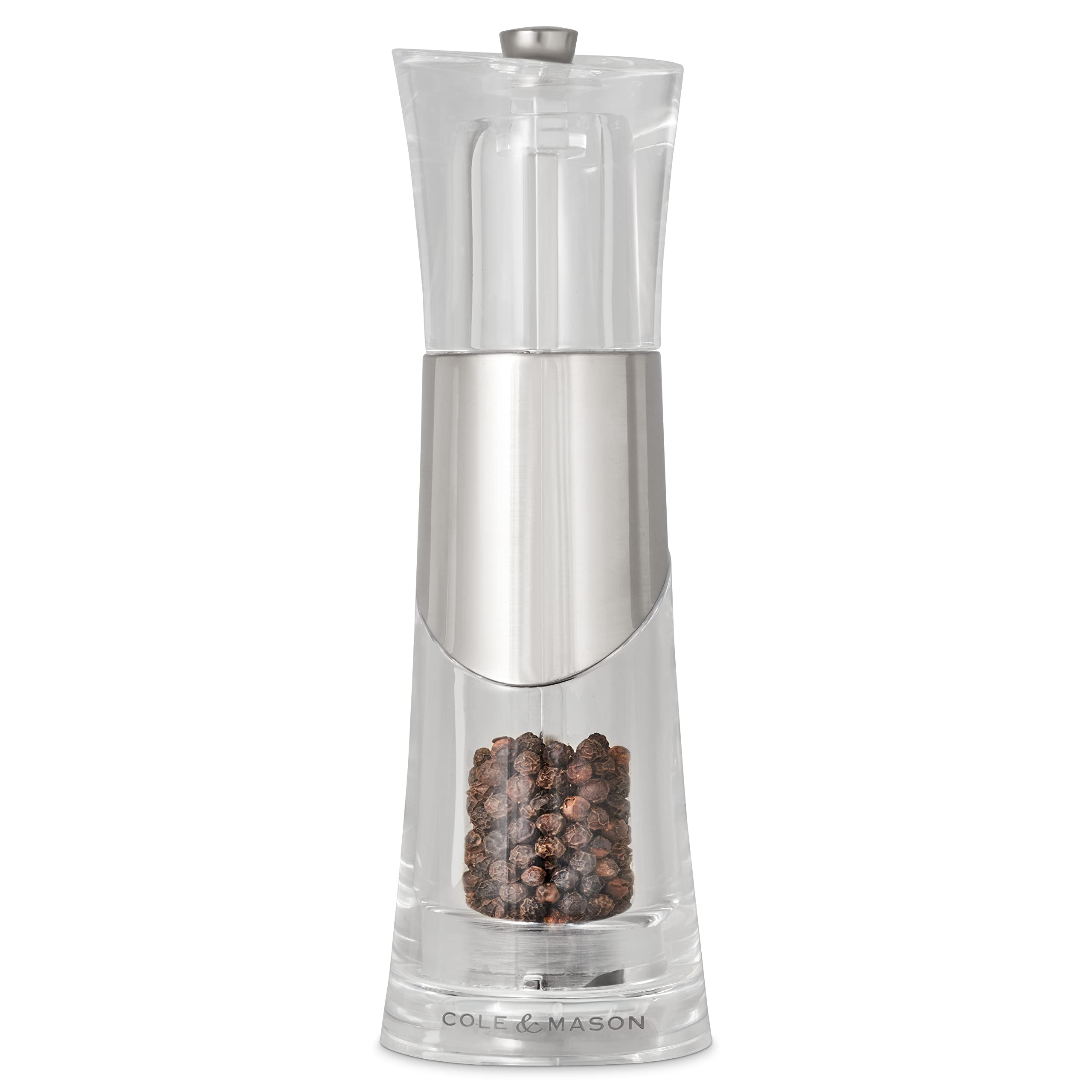 Cole & Mason H57271P Bobbi Pepper Mill, Precision+, Chrome/Acrylic, 185 mm, Single, Includes 1 x Pepper Grinder — image 1