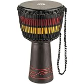 Meinl Percussion ADJ7-XL African Style Fire Rhythm Series Rope Tuned 13" Wood Djembe, Black