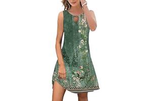 ETCYY Summer Dresses for Women 2024 Trendy Boho Floral Print Beach Cover Up Casual Spring Sleeveless Sundresses