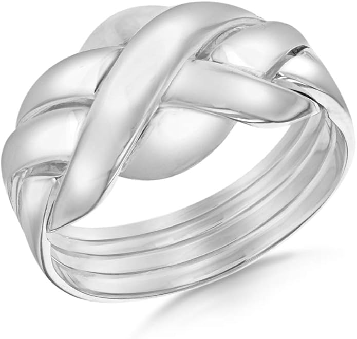 Tuscany Silver Sterling Silver Four Band Puzzle Ring Amazon.co.uk