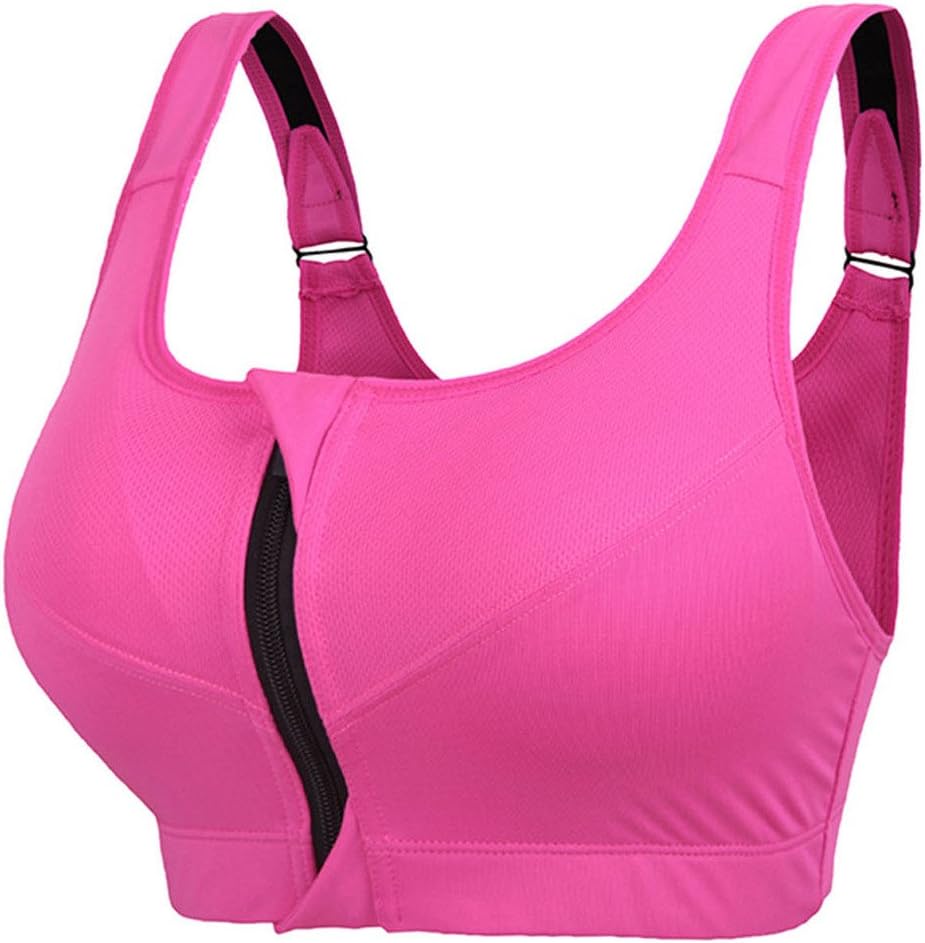 Women's High Support Push Up Zip Front Close Padded Sports Bra
