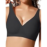 COCOMARTS Jelly Bras for Women No Underwire Seamless Push Up Comfortable Tshirt Everyday Deep V Bra with Support and Lift