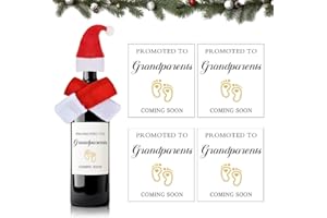 Wine Lables and Santa Hat Scarf for Wine Bottles Christmas Party Decorations Birthday Christmas Gifts for Women Men
