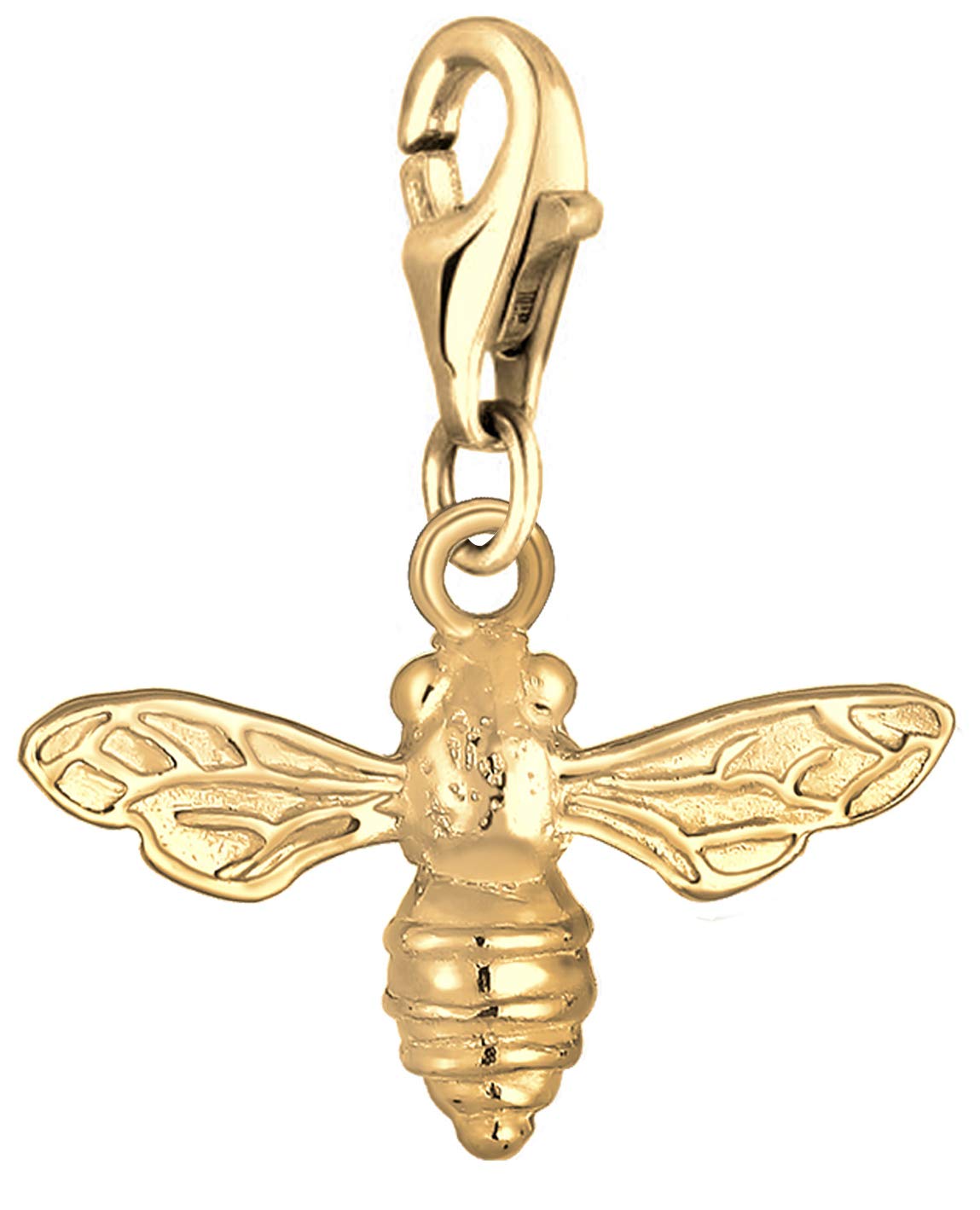 Nenalina Golden Bee Carabiner Charm Pendant for Charm Bracelet 925 Sterling Silver 0403261319