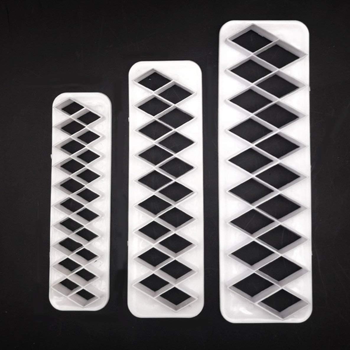 Rouku 3pcs Square Geometric Cutters Fondant Cookie Cutter Geometry Cake Mold Fondant Mold Cake Decorating Tools Baking