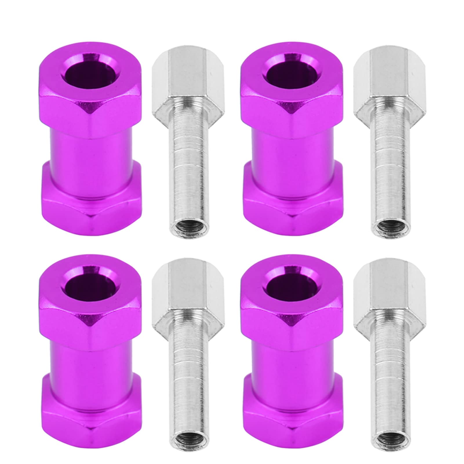 RC Car Hex Adapter, 4pcs Metal Wheel Hub Adapter for D90 AX10 CC01 SCX10 F350 Remote Control Crawler(20mm Purple)