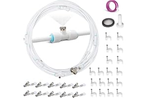 2NLF Misting Cooling System 59FT (18M) Misting Line + 22 Brass Mist Nozzles + a Metal Adapter(3/4”) Outdoor Trampoline Sprinkler Mister Patio Garden Greenhouse for Waterpark