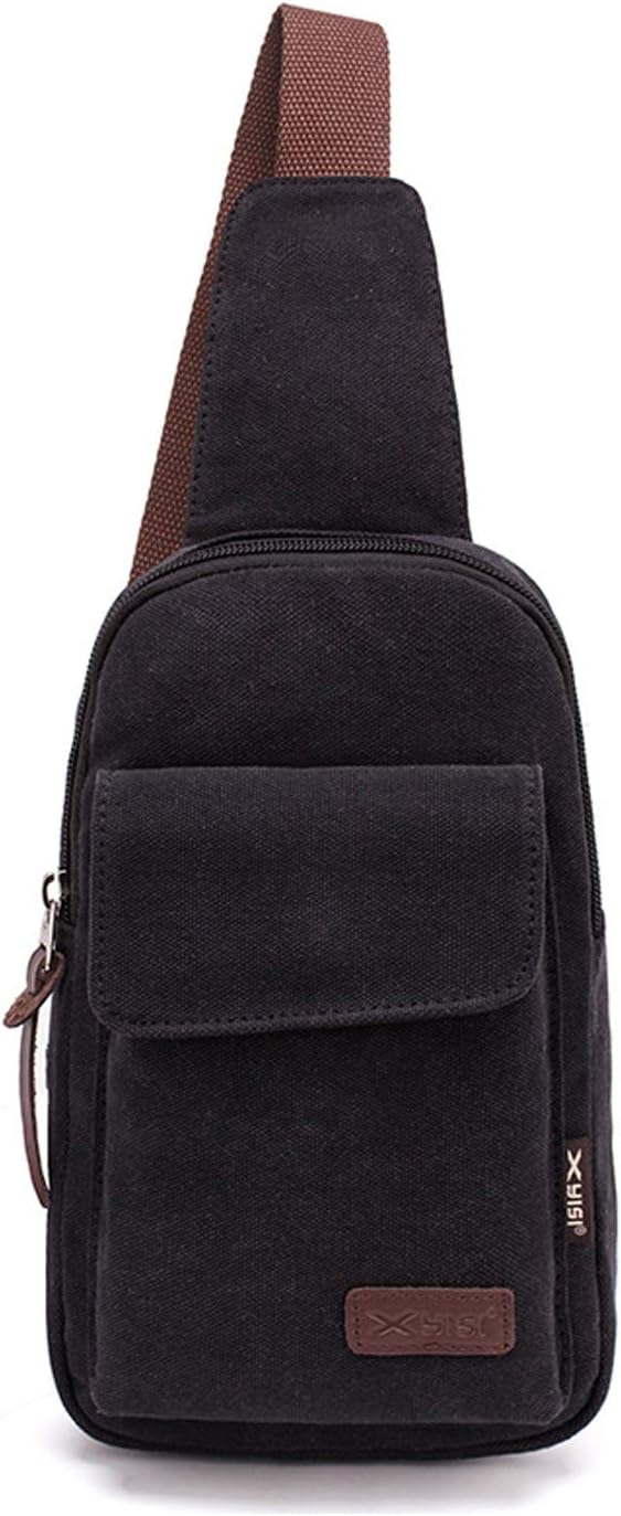 FANDARE Sling Bag Men Chest Pack Multipurpose Crossbody Shoulder Bag One Strap Backpack Canvas Lightweight Messenger Bag for Travel Hiking Cycling Camping Black