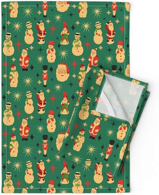 Amazon Com Roostery Tea Towels Christmas Figure Santa Snowman