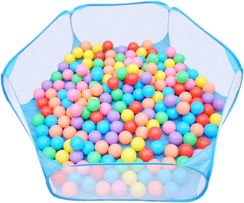 Urbebe Foldable Design Kids Ball Pit Tent Durable Netting Fabric Ball Pit Playpen with Zippered Storage Bag for Toddlers Pets 45.3-inch by 14.6-Inch (Blue)