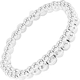 Silpada 'True Pairs' Sterling Silver Hematite Stretch Bead Bracelet Set (4-6mm), 6.5"