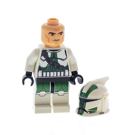Bausteine gebraucht 1 x Lego System Figur Star Wars Commander Gree Weiss dunkel grün Kopf Trooper Helm Weiss dunkel grün 9491