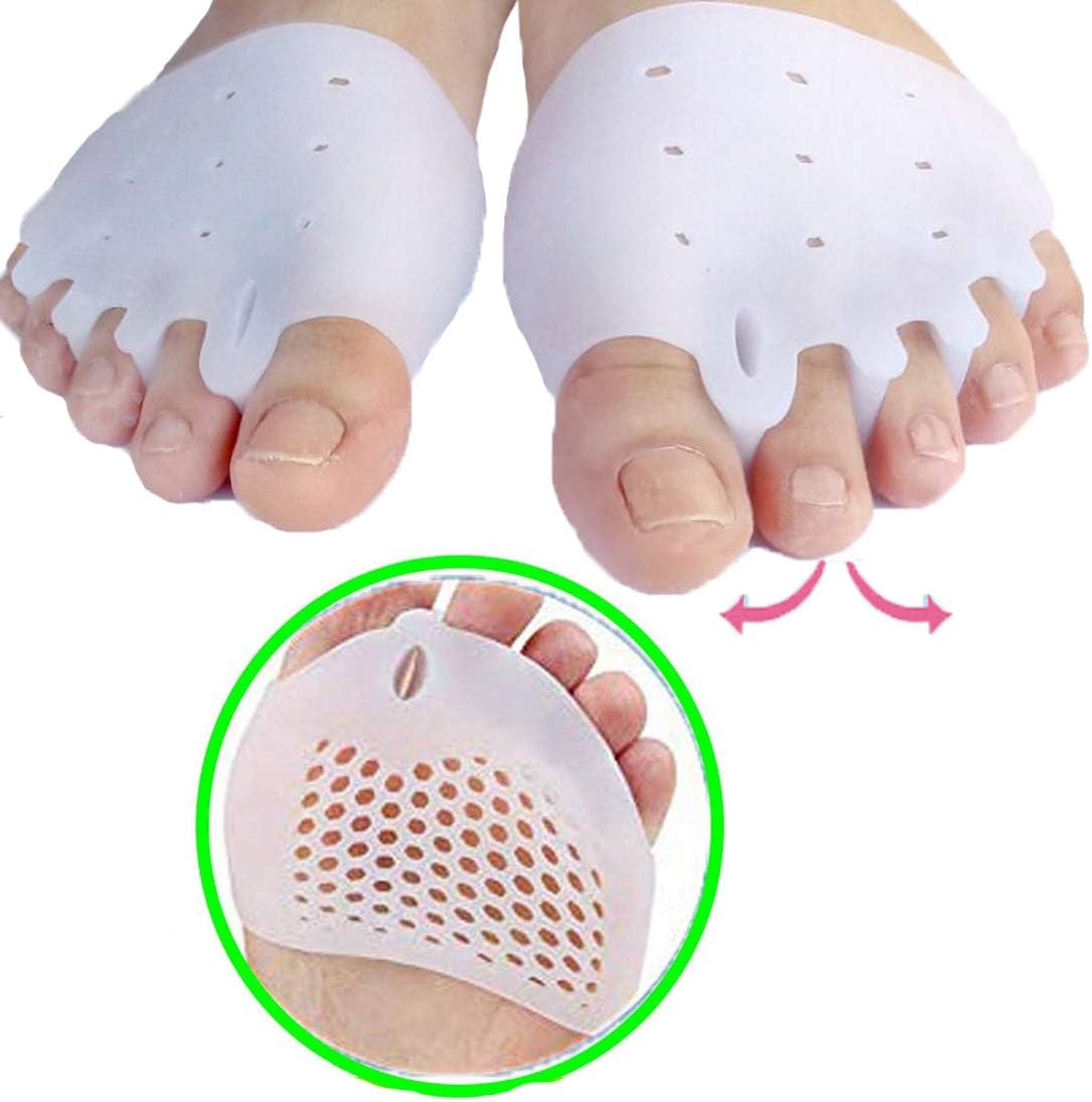 Mcvcoyh 4 Pack Gel Metatarsal Cushion Bunion Corrector Pads,Toe Separators, Bunion Splint, Gel Metatarsal Pad Breathable for Mortons Neuroma- Rapid Foot Pain Relief