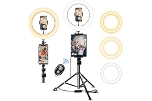 10.2" Ring Light with Stand, SAVEYOUR Dimmable LED Ring Light with Tripod Stand & Phone Holder Lighting for Live Stream/Makeup/Video/Camera/YouTube, Compatible with iPhone Android