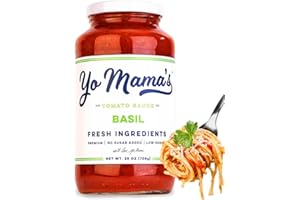 YO MAMA’S FOODS Yo Mama's Foods Keto Tomato Basil Pasta Sauce - Pack of (1) - No Sugar Added, Low Carb, Low Sodium, Vegan, Gluten Free, Paleo Friendly, and Made with Whole, Non-GMO Tomatoes