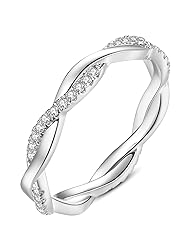 Oivley Wedding Band for Women Twisted Rope 925