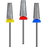 3Pcs Carbide 5 in 1 Nail Drill Bit Set- Two Way Rotate Use for Both Left and Right Handed- XF, F, M 3/32 Inches Brocas Para Drill Nails for Acrylic Nail Gel Fast Remove