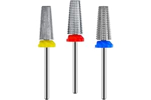 DEPVKO 3Pcs Carbide 5 in 1 Nail Drill Bit Set- Two Way Rotate Use for Both Left and Right Handed- XF， F， M 3/32 Inches Brocas Para Drill Nails for Acrylic Nail Gel Fast Remove