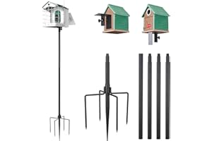 Kingsyard Smart Bird House Pole for Outdoor, 80 Inch Metal Heavy Duty Bird Feeder Stand with 5 Prongs Base, Adjustable Weather Station Mounting Kit Platform for Bluebird House, Easy to Install