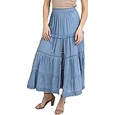 Angie Womens Angie Women's Maxi Skirt with Eyelets and High Slit