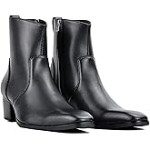 COWSDELLA Dress Boot for Men Casual Chelsea Combat Ankle Casual Walking Motorcycle Boots Black