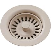Elkay LKQS35PT Polymer Drain Fitting with Removable Basket Strainer and Rubber Stopper, Putty