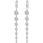 Vetieeimo Long Hanging Dangle Earrings for Women Wedding Party Prom Homecoming, Cubic Zirconia hypoallergenic Jewelry Gift