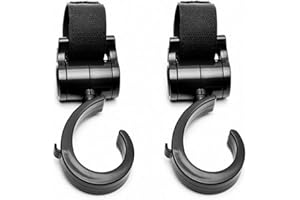 Stroller Hooks for Hanging Diaper Bags Baby Stuff Organizer Groceries Purse Mommy Hook Stroller Accessories for Mom When Jogging Walking or Shopping Pack of 2-Black LLUFO