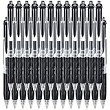 Caliart Retractable Gel Ink Rollerball Pens Black Gel Pens Medium Ballpoint Pens for Smooth Writing with Comfort Grip, 25 Count (0.5 mm)