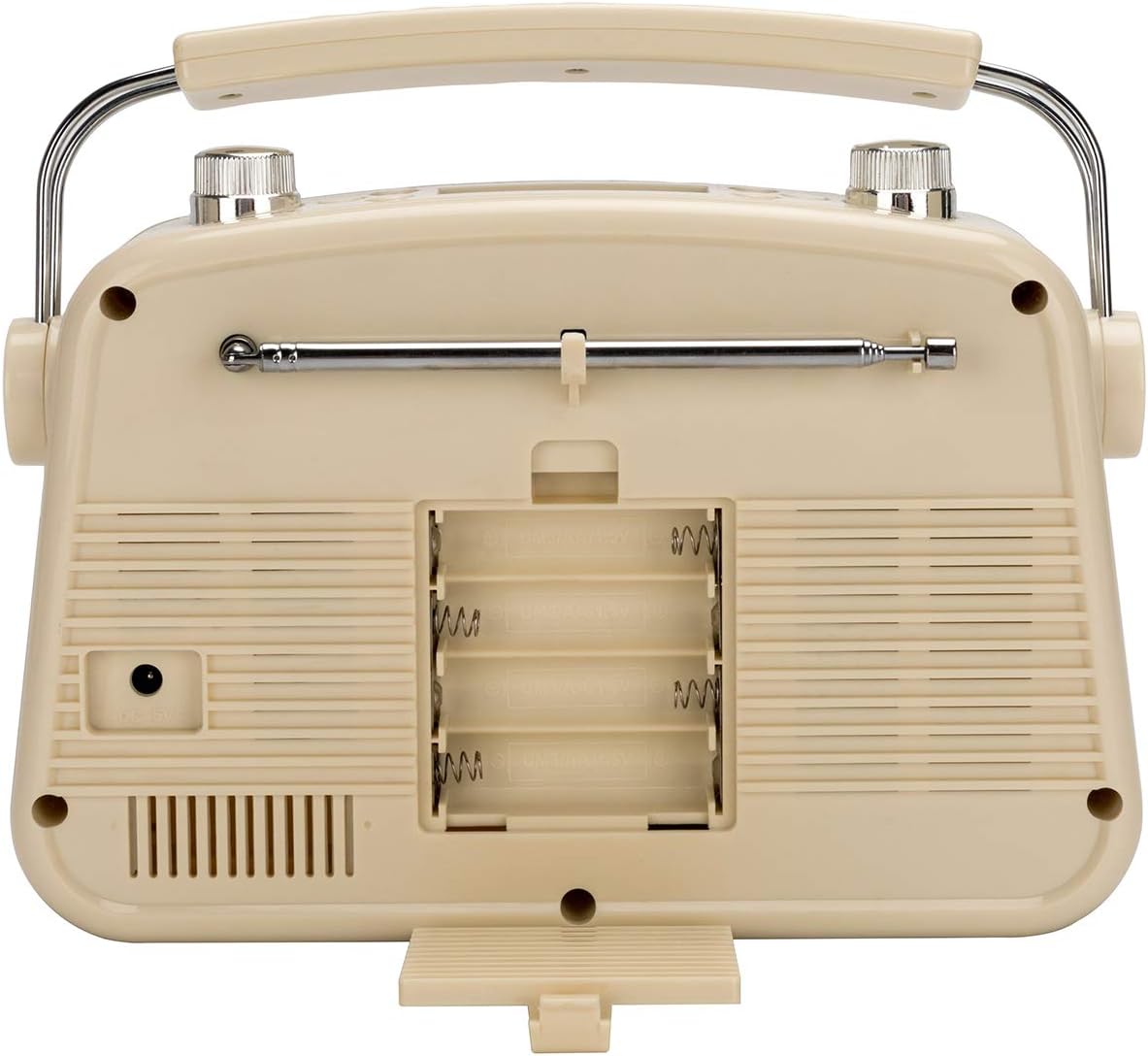Byron Statics Radio FM AM Portable Radios Vintage Stable Reception Easy Use Dual Power Operation Big Handle Large Knob AC Adaptor Metal Antenna Headset Jack for Home Car Office Good Gift Cream: Electronics