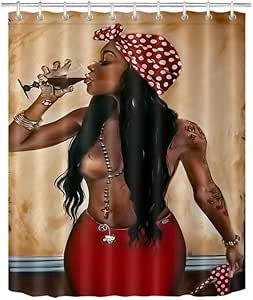 COMPY Cortina de baño de poliéster resistente al agua con ganchos para