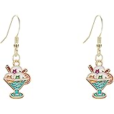 Peasimy Alloy Drip Oil Ice Cream Earrings Summer Sweet Cute Cartoon Dessert Dangle Earrings for Women Lightweight Party Jewelry Accessories