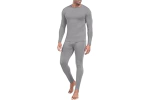 PrinStory Men's Thermal Underwear Set Warm Long Johns Base Layer Top Bottoms for Cold Weather Thermal Underwear for Men