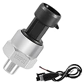 FUSCH 100 PSI Pressure Transducer Sensor with Connector Harness, 1/8"NPT Thread Stainless Steel Pressure Transmitter for Oil Fuel Water Air