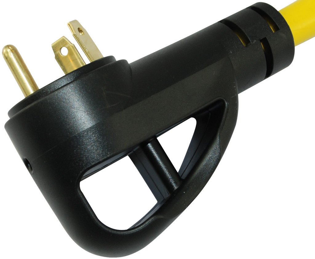 Conntek RV 30 Amp Male Plug to 50 Amp 125/250 Volt Locking Connector Cable with Glowing Strip (White, 25-Feet)