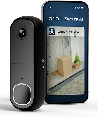 Sonnette vidéo HD avec coque noire, caméra de sécurité extérieure sans fil, batterie non amovible, détection de mouvement, audio bidirectionnel, vision nocturne, essai sécurisé inclus