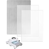 UCEC 3Pc Cutting Pad &amp; Metal Shim Set, 2 Plates 8.75x6in &amp; Shim for Die Cut | Clear Cutting Plates &amp; Stainless Steel Metal Shim for Die Cutting, Scrapbooking &amp; Embossing Crafts, 8.75x6in &amp; 8.5x6in, 3 Pcs