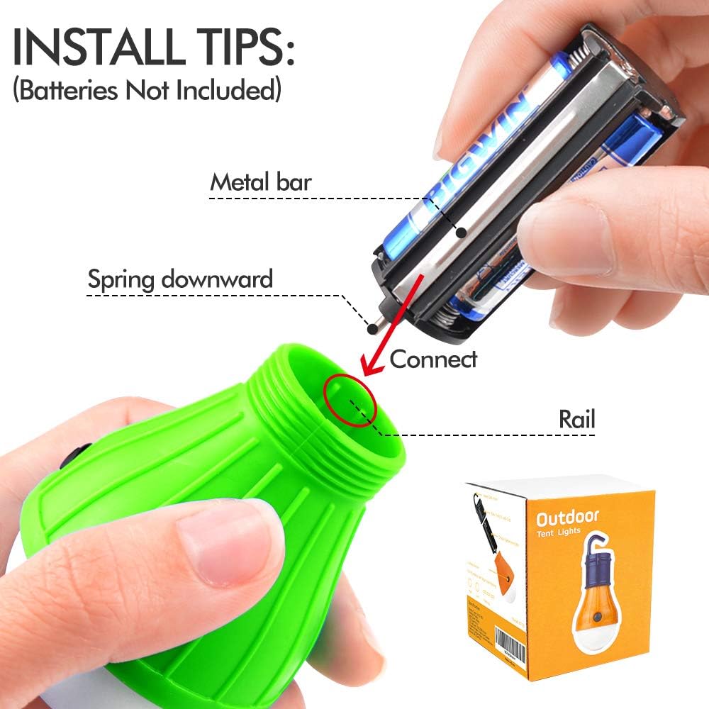 FLY2SKY Tent Lamp Portable LED Tent Light 4 Packs Clip Hook Hurricane Emergency Lights LED Camping Light Bulb Camping Tent Lantern Bulb Camping Equipment for Camping Hiking Backpacking Fishing Outage: Sports & Outdoors