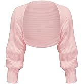 EXARUS Girls Cardigan Teen Open Front Cropped Sweater Long Sleeve Shrug Bolero Ribbed Lightweight Casual Dressy Knit Top