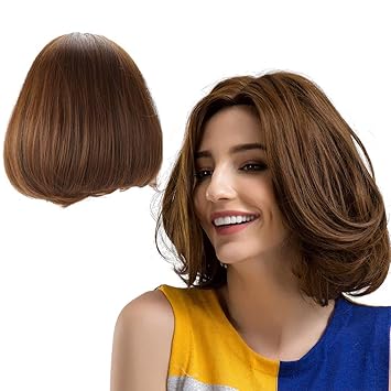 Buy Semme Short Brown Wavy Wig Heat Resistant Synthetic Bob Curly