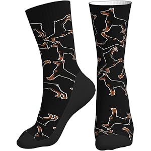 Mens Womens Doberman Pinscher Athletic Crew Socks Cushion Running Work Breathable Outdoor Socks