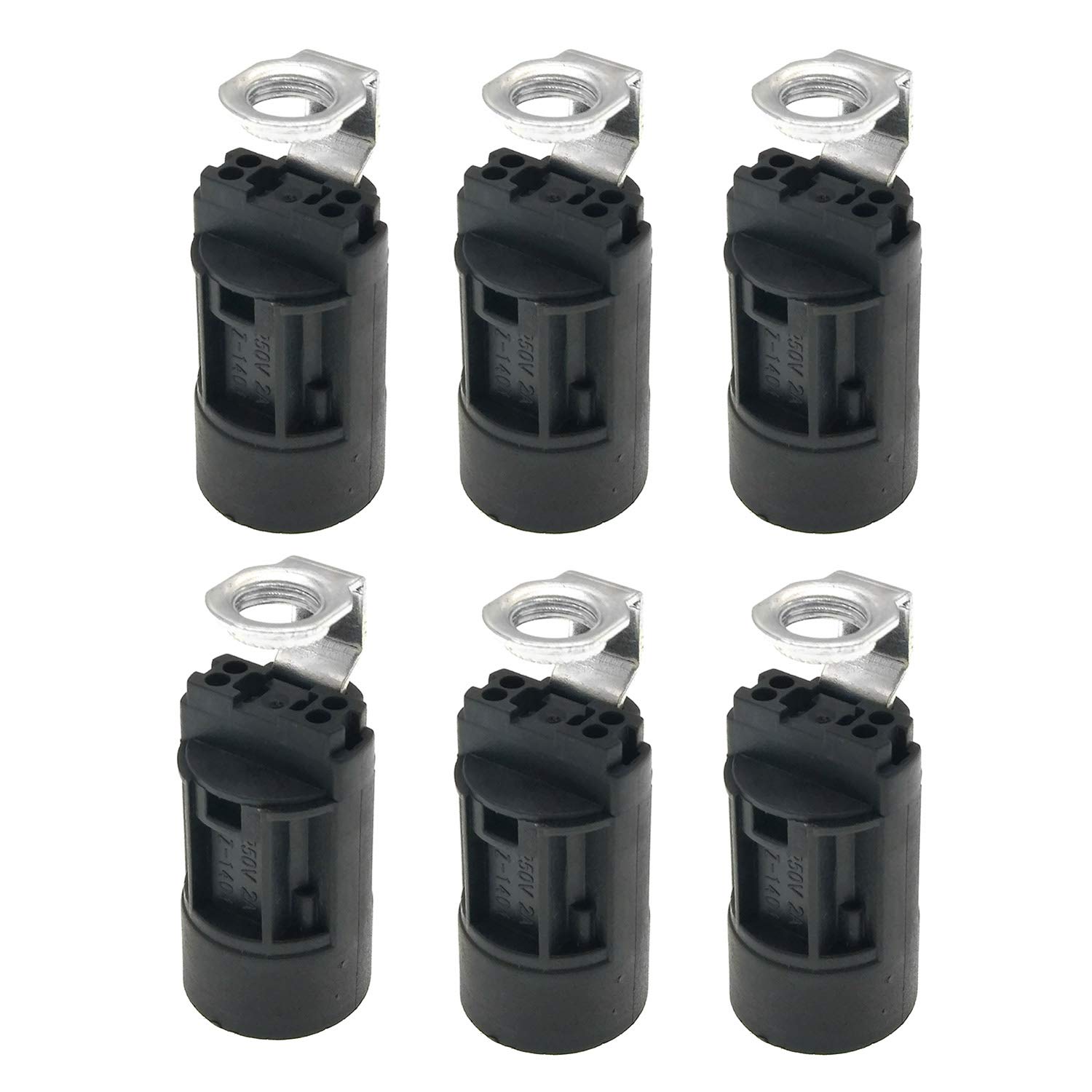 E14 Thermoplastic Candle Lamp Holder,6 Pack of SES 52mm Height Wall Lamp Pendant E14 Lamp Socket with 1/8IPS Threaded Hickey (Black)