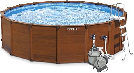 intex 28382 piscina desmontable tubular sequoia panel madera 478x124cm con depuradora de arena y complementos