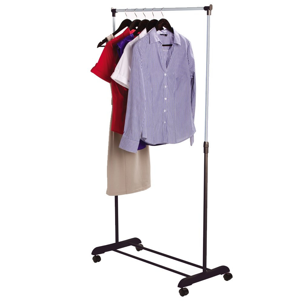 Home Vida Single Garment Rack Adjustable Clothes Rail, Metal, Silver